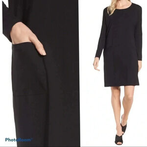 Eileen Fisher Jersey Black Pocket Dress